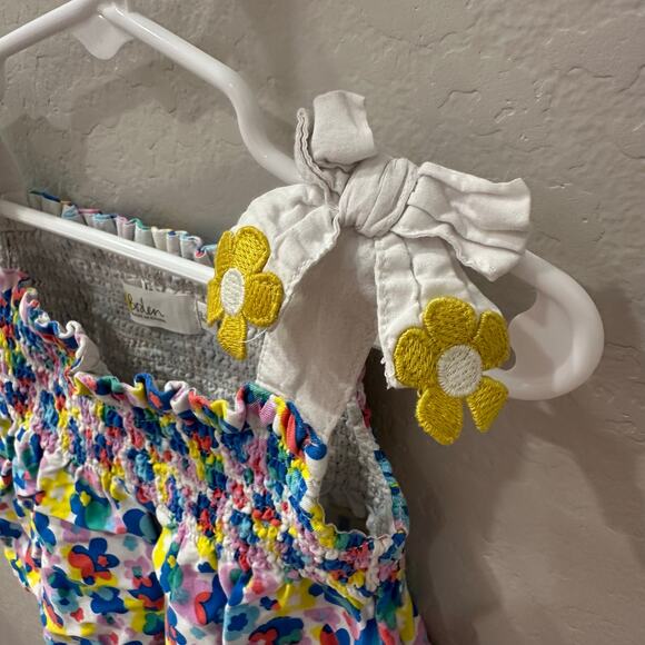 Mini Boden Bright Floral Smocked Tank Top - Picture 2 of 7